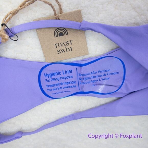 New! Set! Toast Signature One-Shoulder Bikini Top, String Bottom, purple, size M - Picture 10 of 13